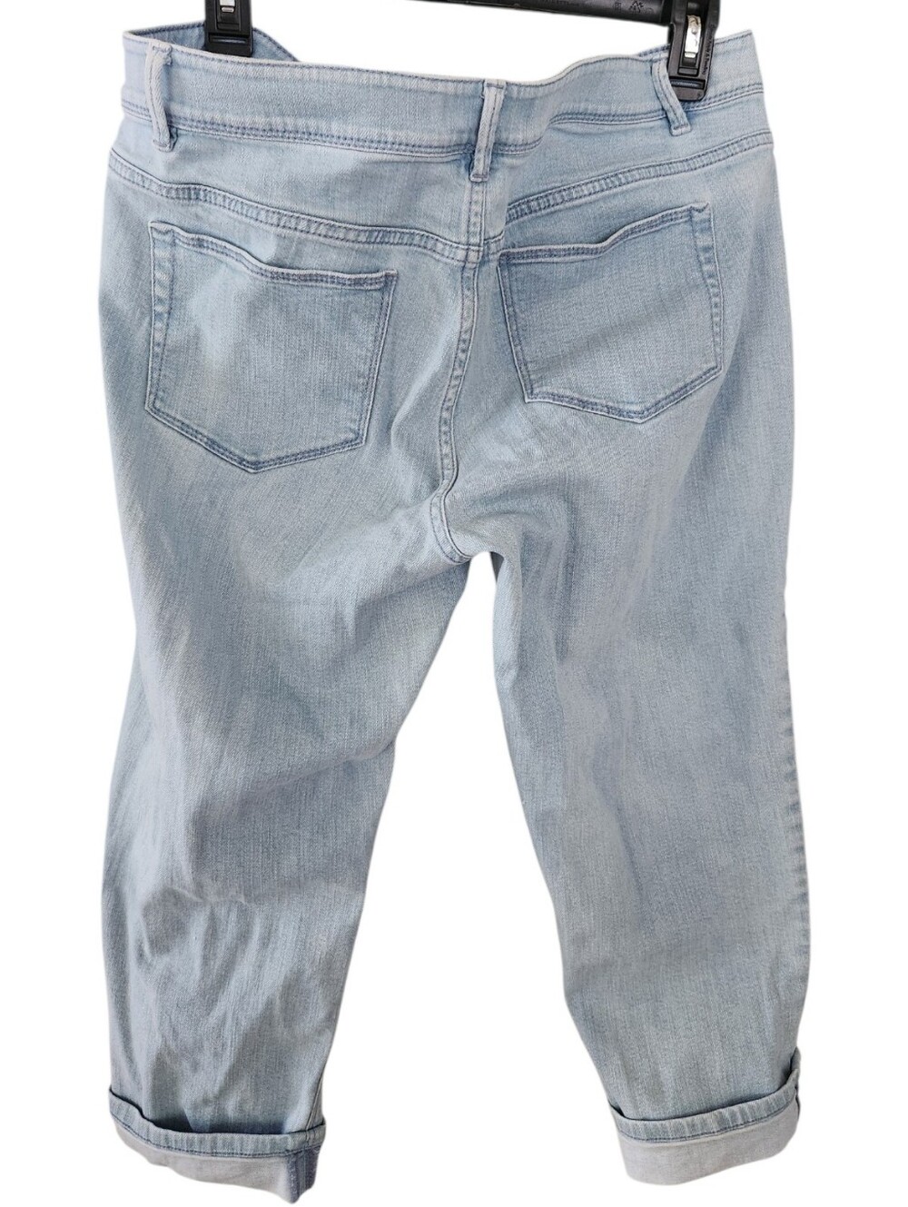 J Jill Blue Denim Cropped Cuffed Capris Stretch High-rise Zip Fly Cuffed Size 12 - Picture 9 of 16